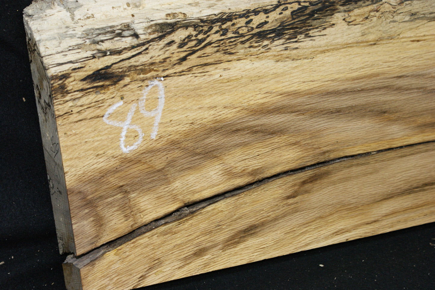 (89) SPALTED TURKEY OAK, 755 L x 255 W x 45 D mm RUSTIC HARDWOOD, CRAFTS, SHELVING