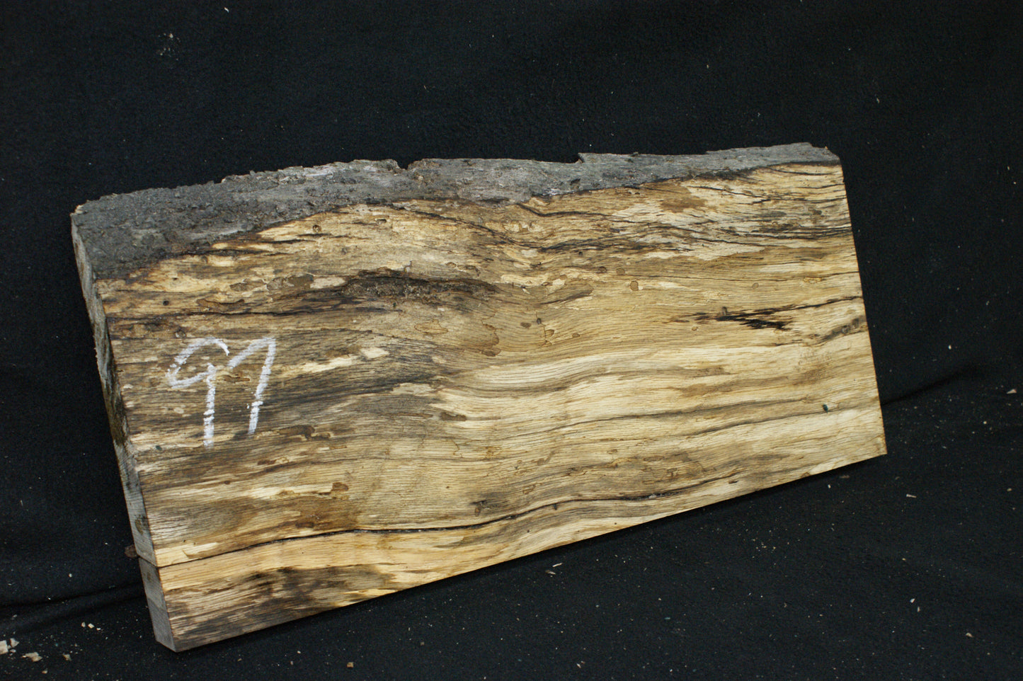 (97) SPALTED TURKEY OAK, 590 L x 275 W x 45 D mm RUSTIC HARDWOOD, CRAFTS, SHELVING