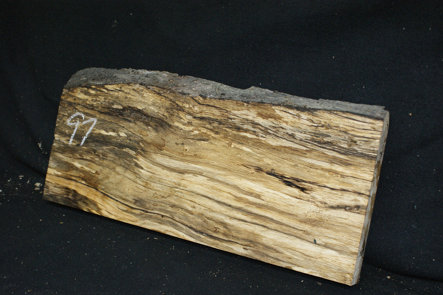 (97) SPALTED TURKEY OAK, 590 L x 275 W x 45 D mm RUSTIC HARDWOOD, CRAFTS, SHELVING