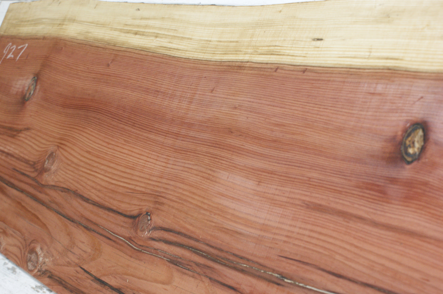 WIDE, RED CEDAR PLANK, BOARD.  1425 L x 463 W x 47 D (mm)  (927)