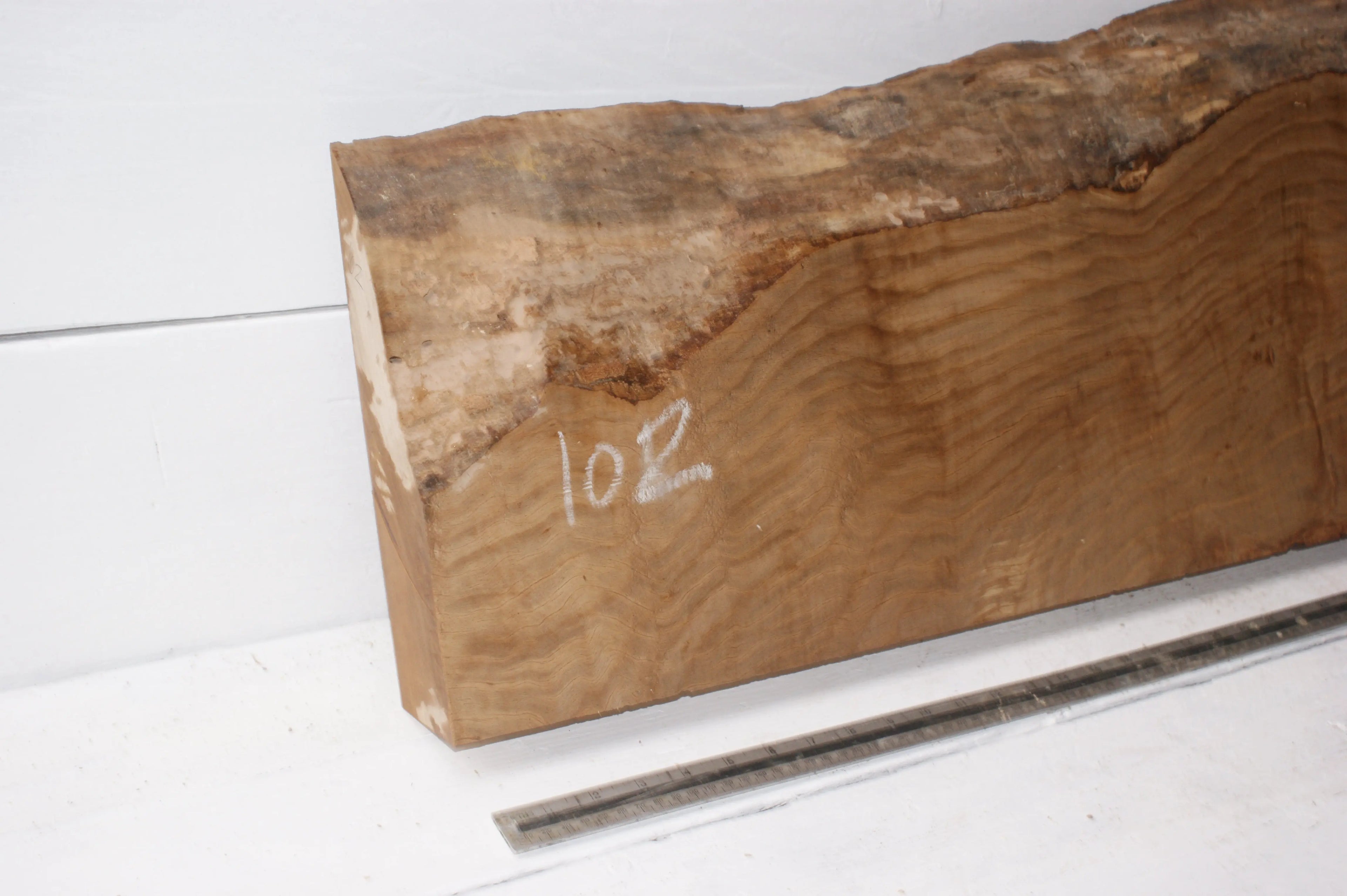 Beech  955 L x 396 - 305  W x 76 D (mm)    ( 102) spalted beech