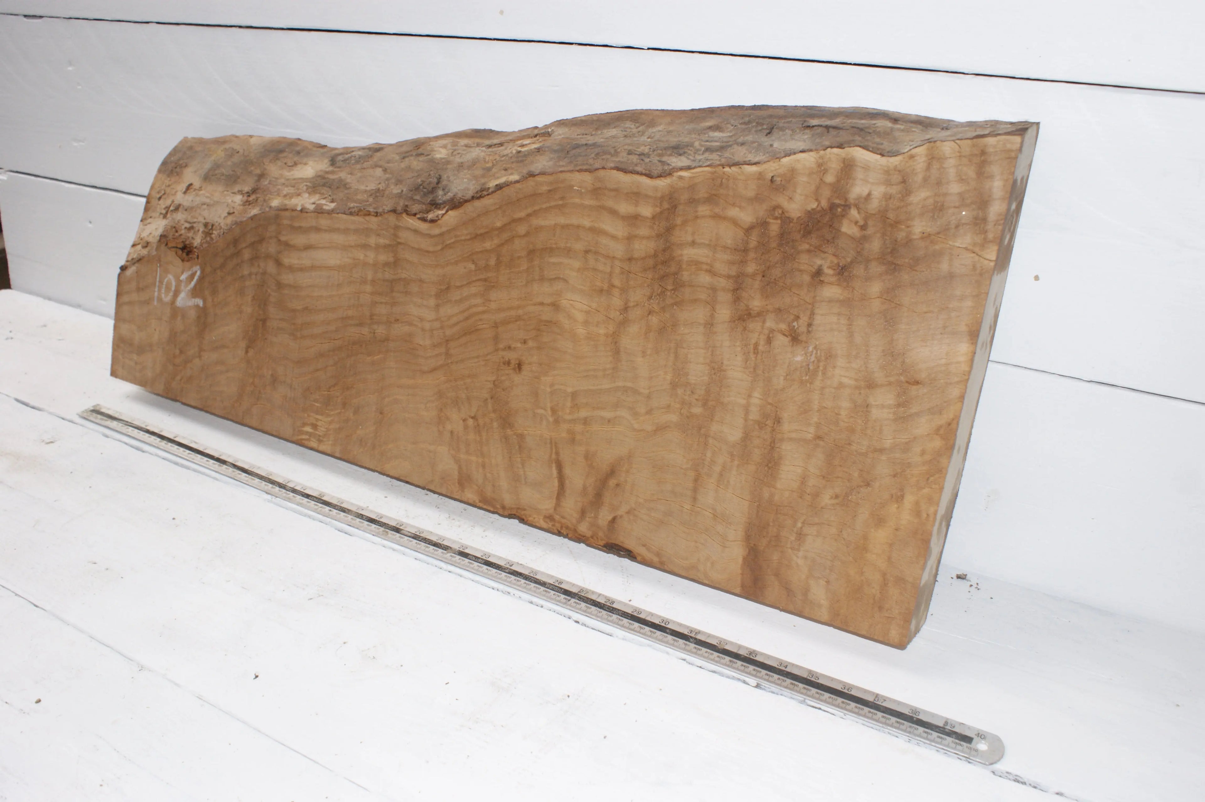 Beech  955 L x 396 - 305  W x 76 D (mm)    ( 102) spalted beech
