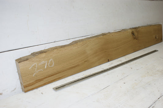 Oak mantle, 1481 L x 189 - 148 W x 31 D (mm) plank, hardwood timber  (270)