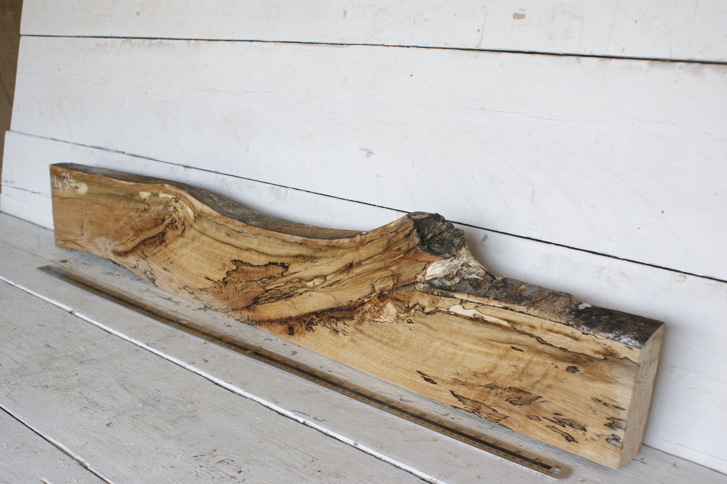 (434) SPALTED BEECH, HARDWOOD 1204 L x 190 - 137 W x 49 D (mm)