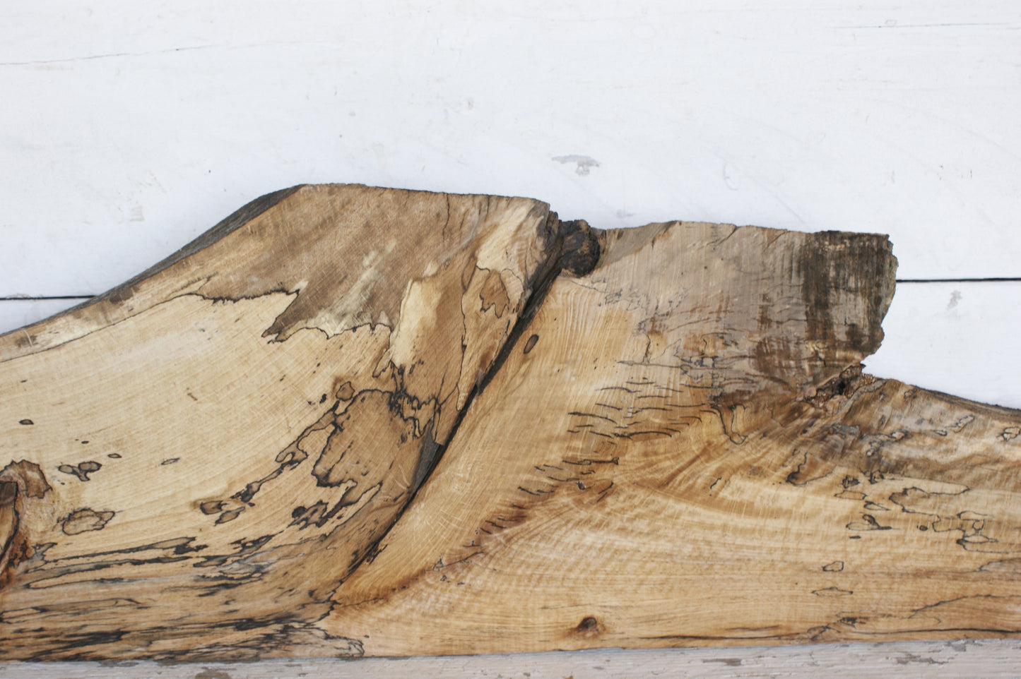 (438) SPALTED BEECH, HARDWOOD 1189 L x 261 - 102 W x 50 D (mm)
