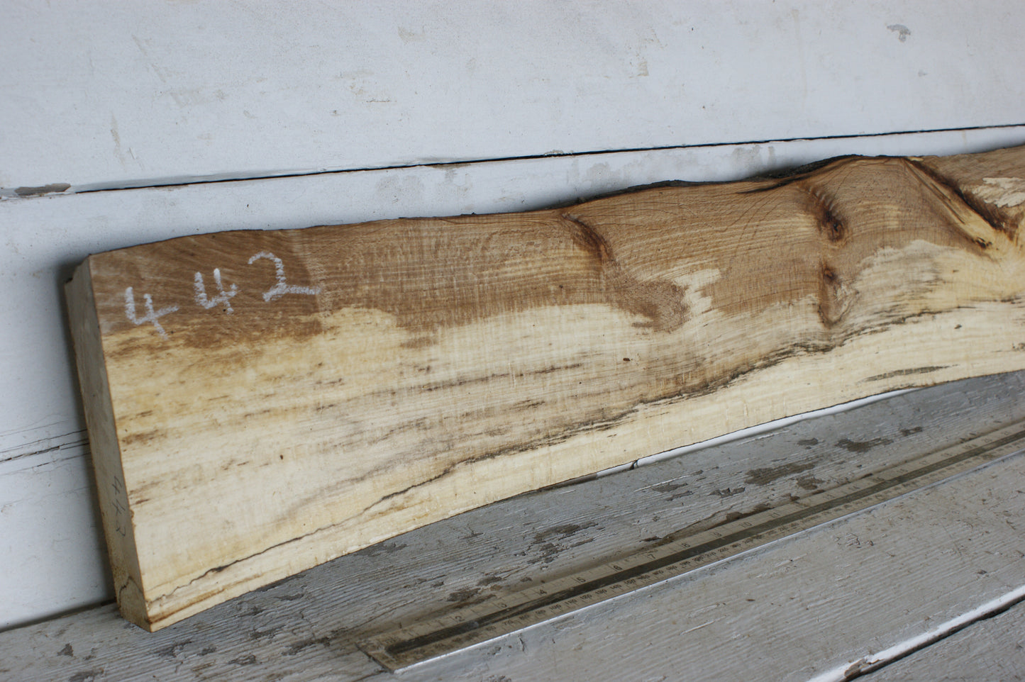 (442) SPALTED BEECH, HARDWOOD 1167 L x 176 - 147 W x 37 D (mm)