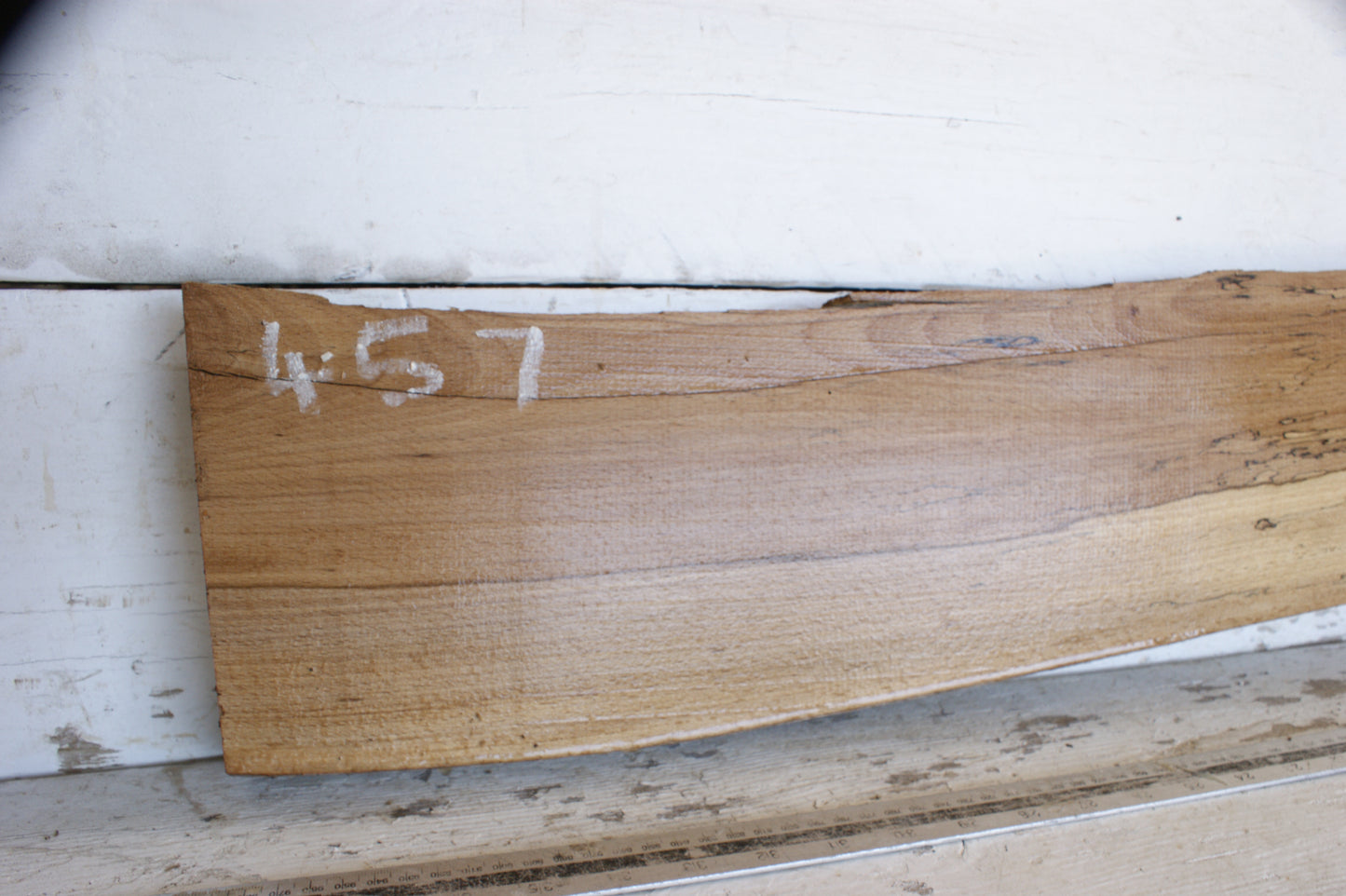 (457) SPALTED BEECH, HARDWOOD 950 L x 196 - 156 W x 37 D (mm)