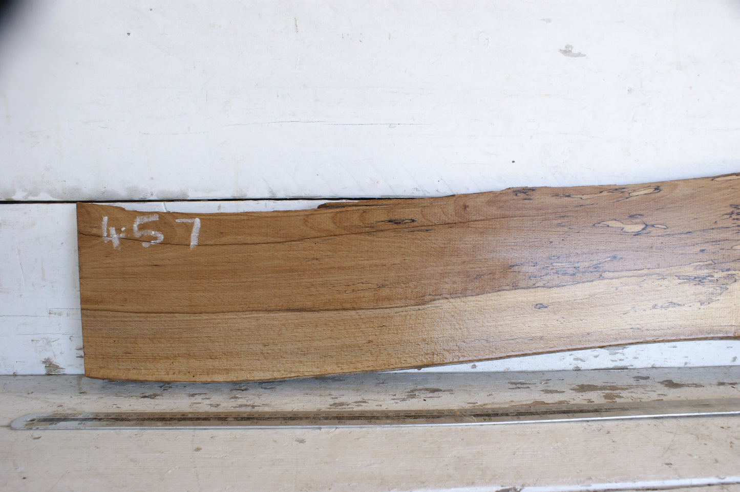 (457) SPALTED BEECH, HARDWOOD 950 L x 196 - 156 W x 37 D (mm)