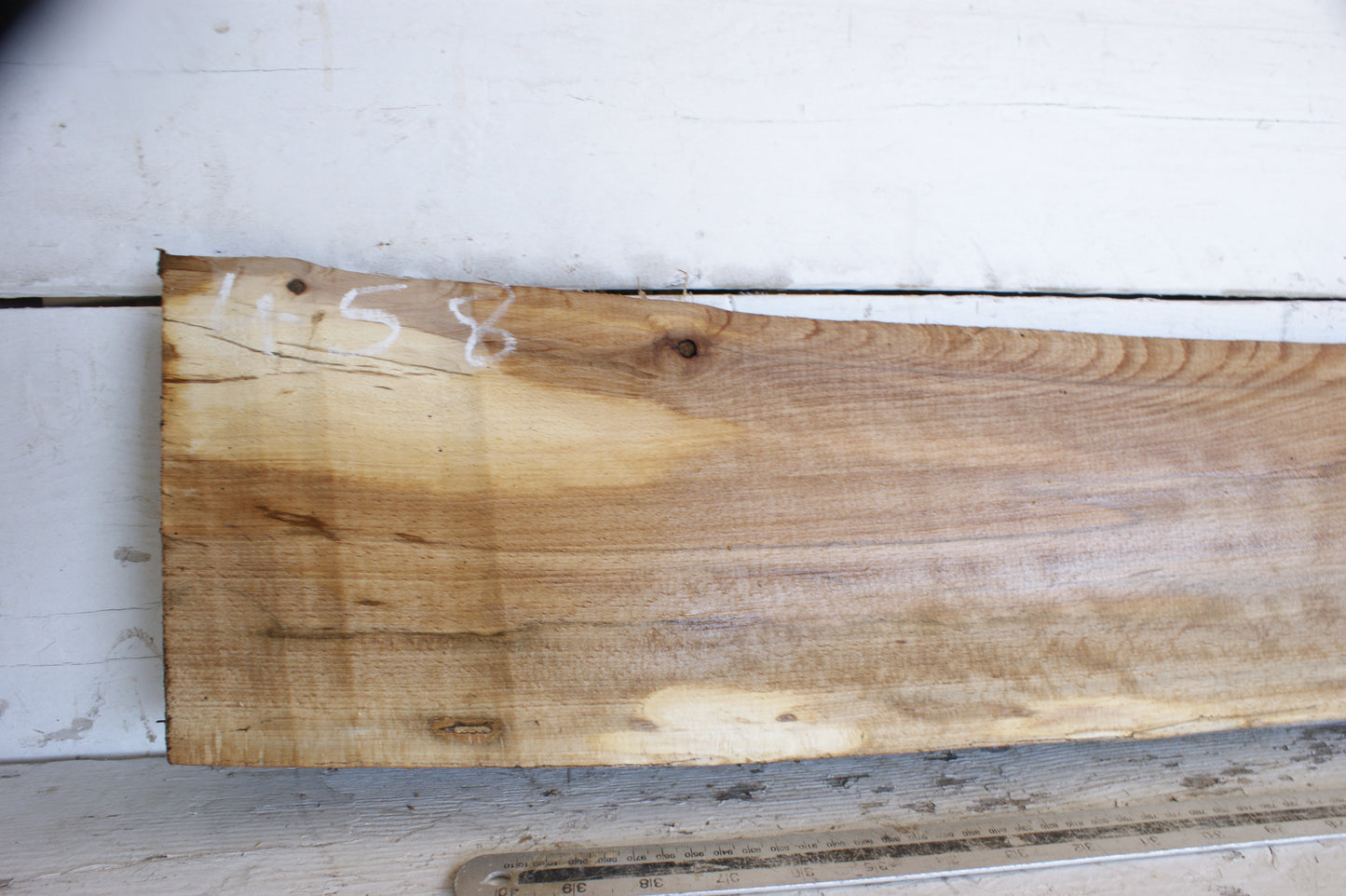 (458) SPALTED BEECH, HARDWOOD 1205 L x 165 - 155 W x 36 D (mm)