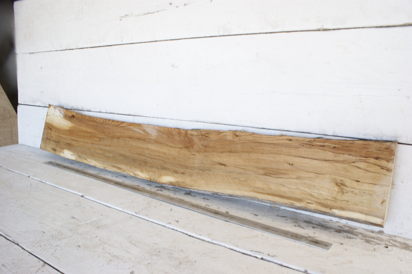 (458) SPALTED BEECH, HARDWOOD 1205 L x 165 - 155 W x 36 D (mm)