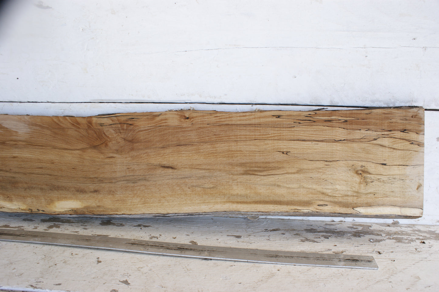 (458) SPALTED BEECH, HARDWOOD 1205 L x 165 - 155 W x 36 D (mm)