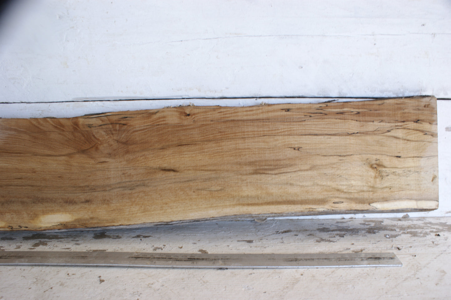 (458) SPALTED BEECH, HARDWOOD 1205 L x 165 - 155 W x 36 D (mm)