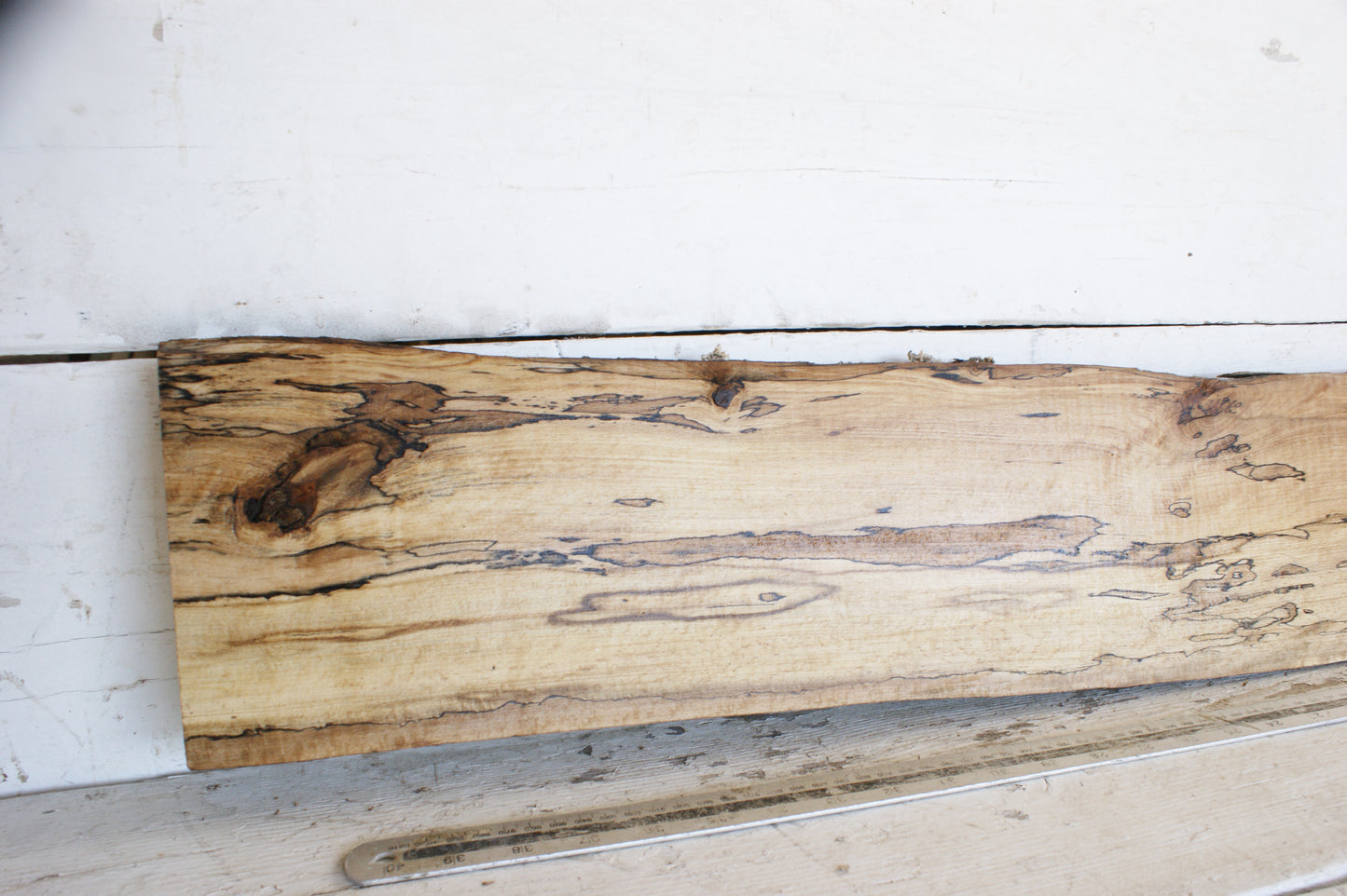 (458) SPALTED BEECH, HARDWOOD 1205 L x 165 - 155 W x 36 D (mm)