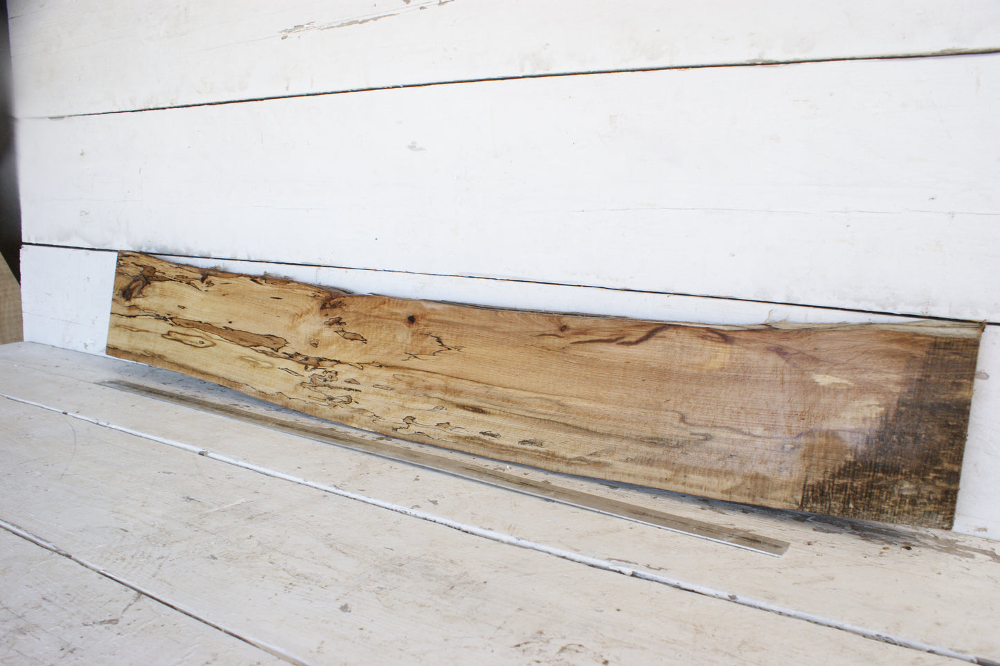 (458) SPALTED BEECH, HARDWOOD 1205 L x 165 - 155 W x 36 D (mm)
