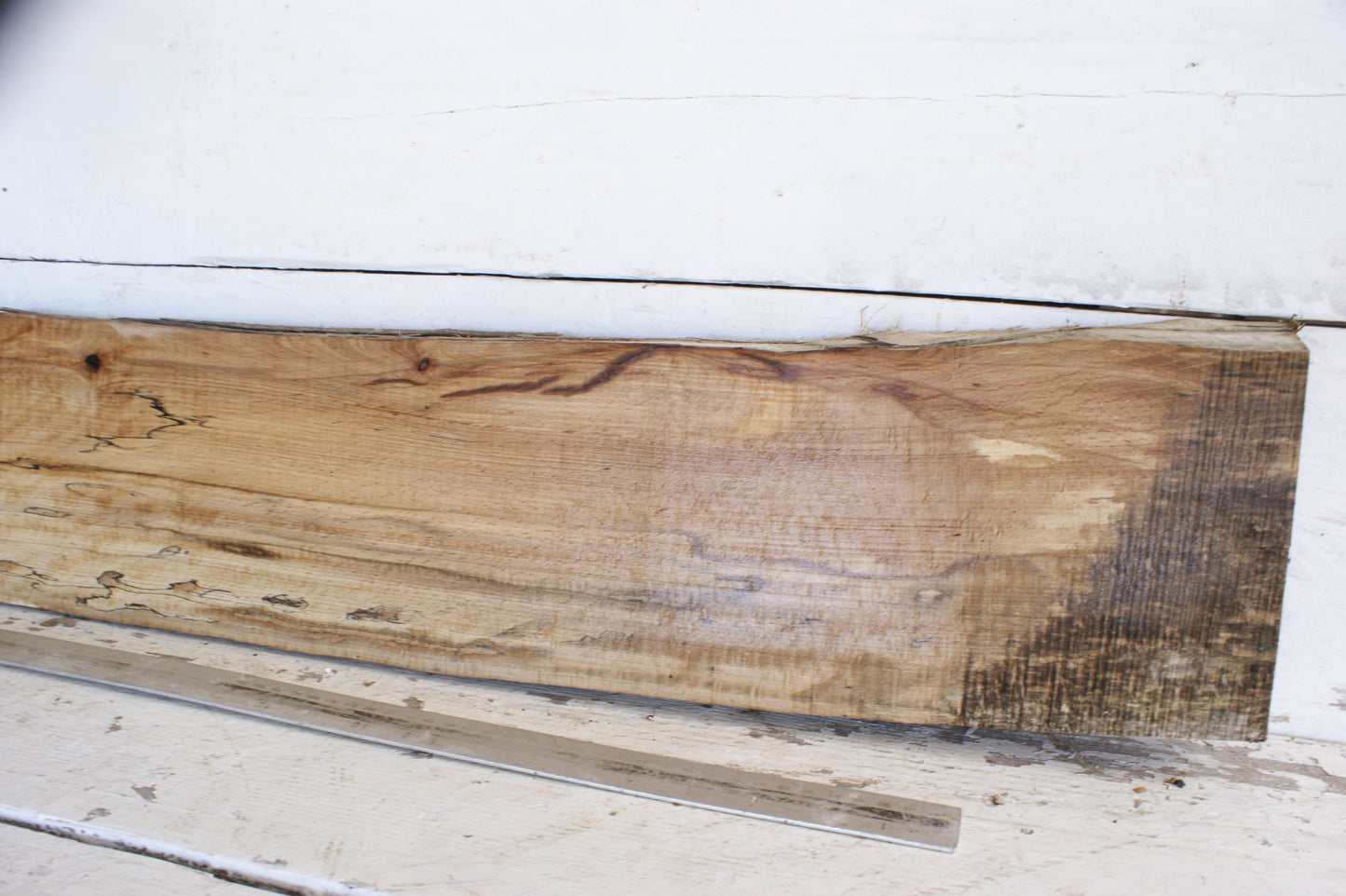 (458) SPALTED BEECH, HARDWOOD 1205 L x 165 - 155 W x 36 D (mm)