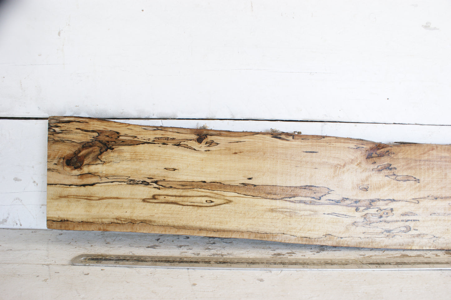 (458) SPALTED BEECH, HARDWOOD 1205 L x 165 - 155 W x 36 D (mm)
