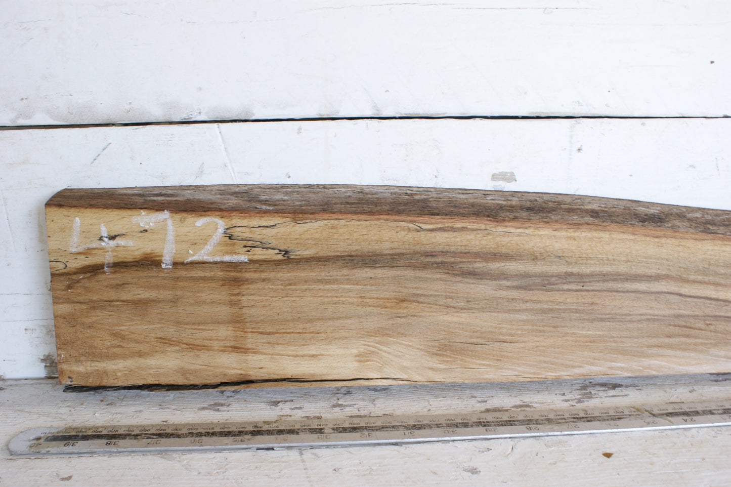 (472) SPALTED BEECH, HARDWOOD 1010 L x 186 - 111 W x 37 D (mm)