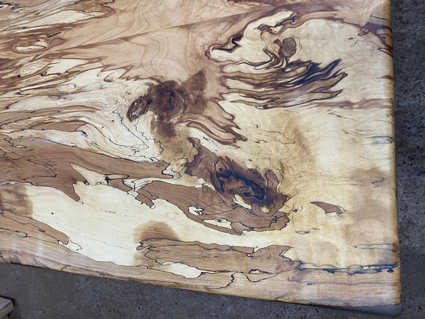 Spalted Beech Dining Table On Tapered Oak Legs 6-8 Seater