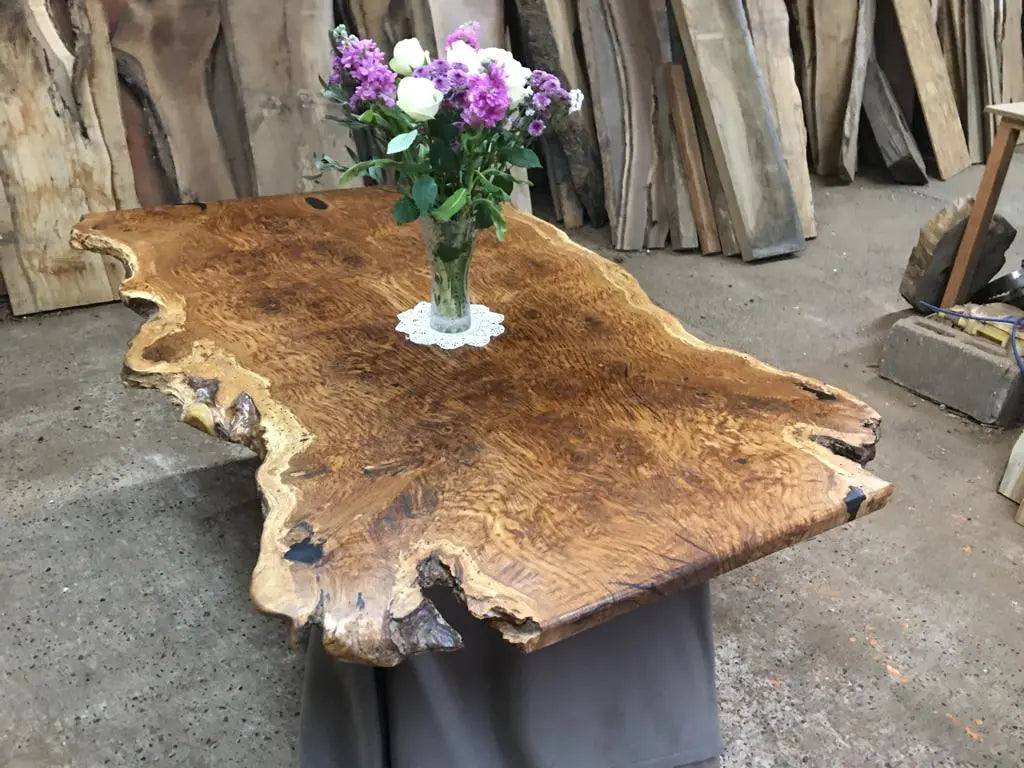 Book Matched Burr Brown Oak Table Oak & Burr Oak