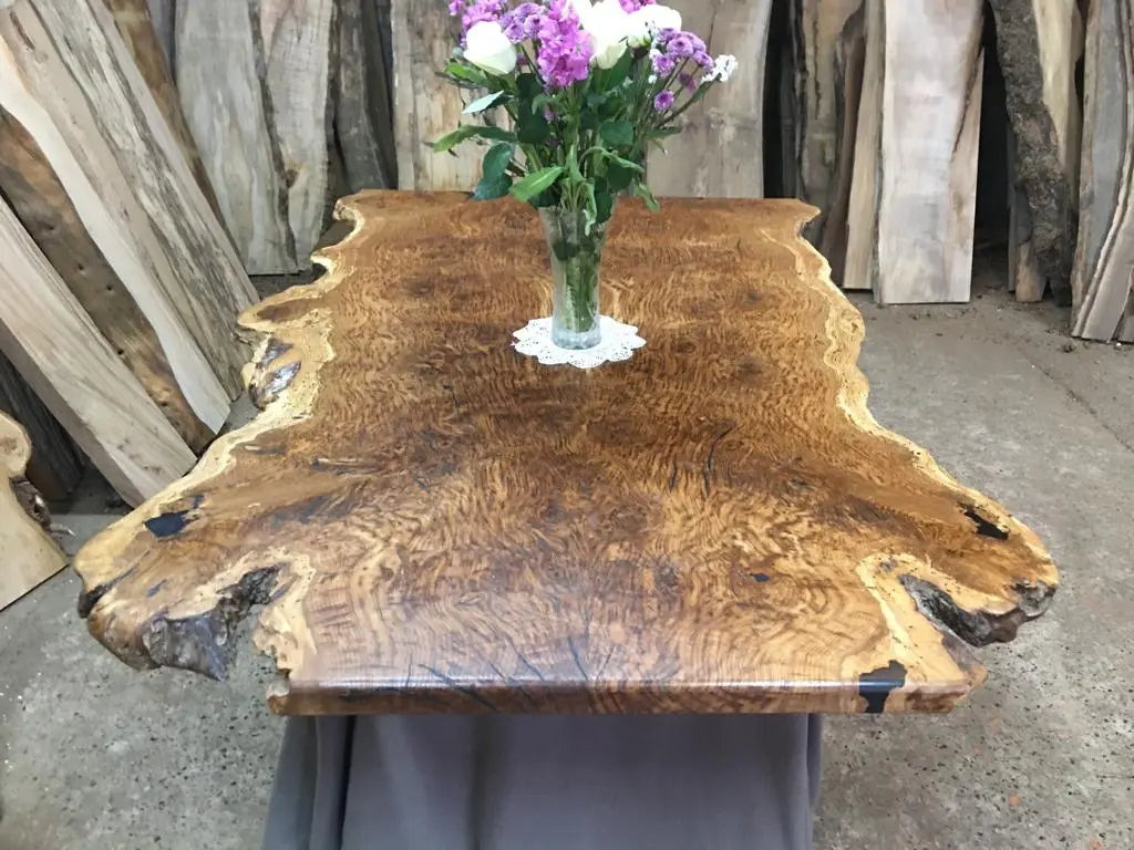 Book Matched Burr Brown Oak Table Oak & Burr Oak