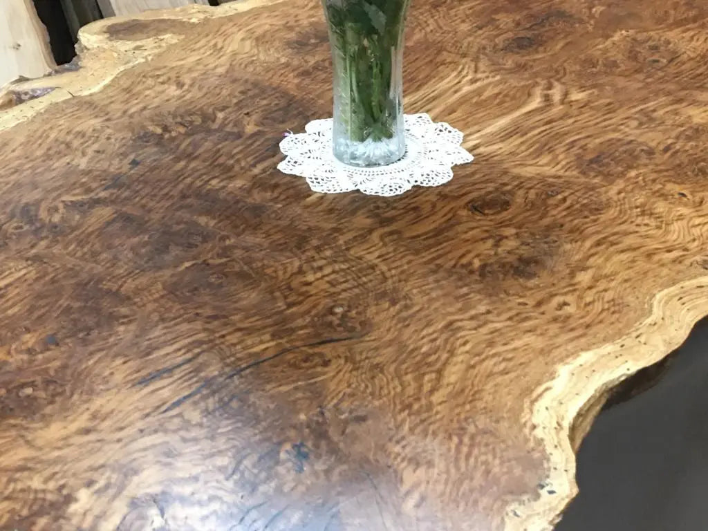 Book Matched Burr Brown Oak Table Oak & Burr Oak