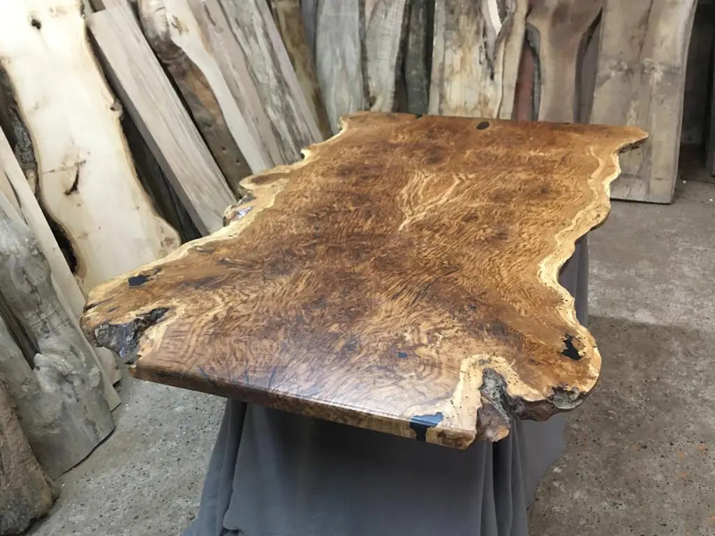 Book Matched Burr Brown Oak Table Oak & Burr Oak