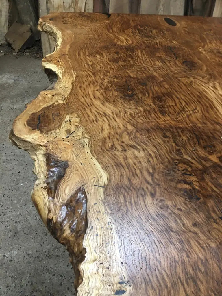 Book Matched Burr Brown Oak Table Oak & Burr Oak
