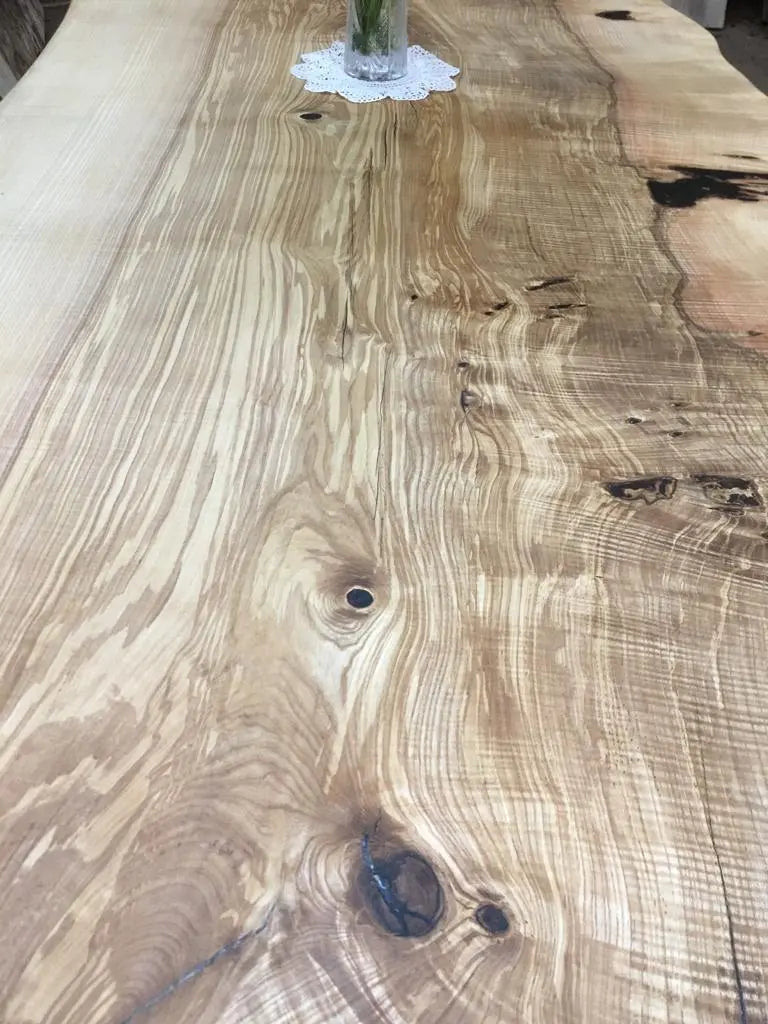 Hardwood Ash Dining Table With Turned Oak Legs 8-10 Seater Dining Tables