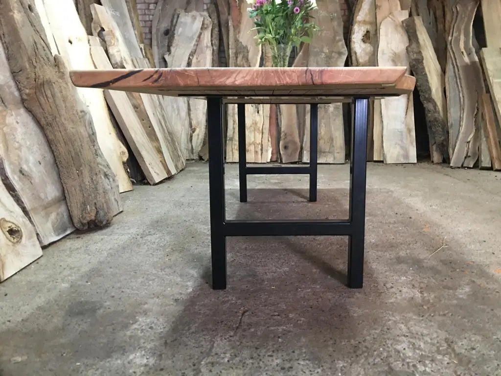 Hardwood Ash Dining Table With Metal Legs 8-10 Seater Dining Tables