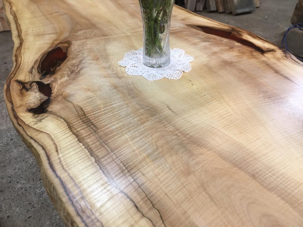 Book Matched Rippled Sycamore Table