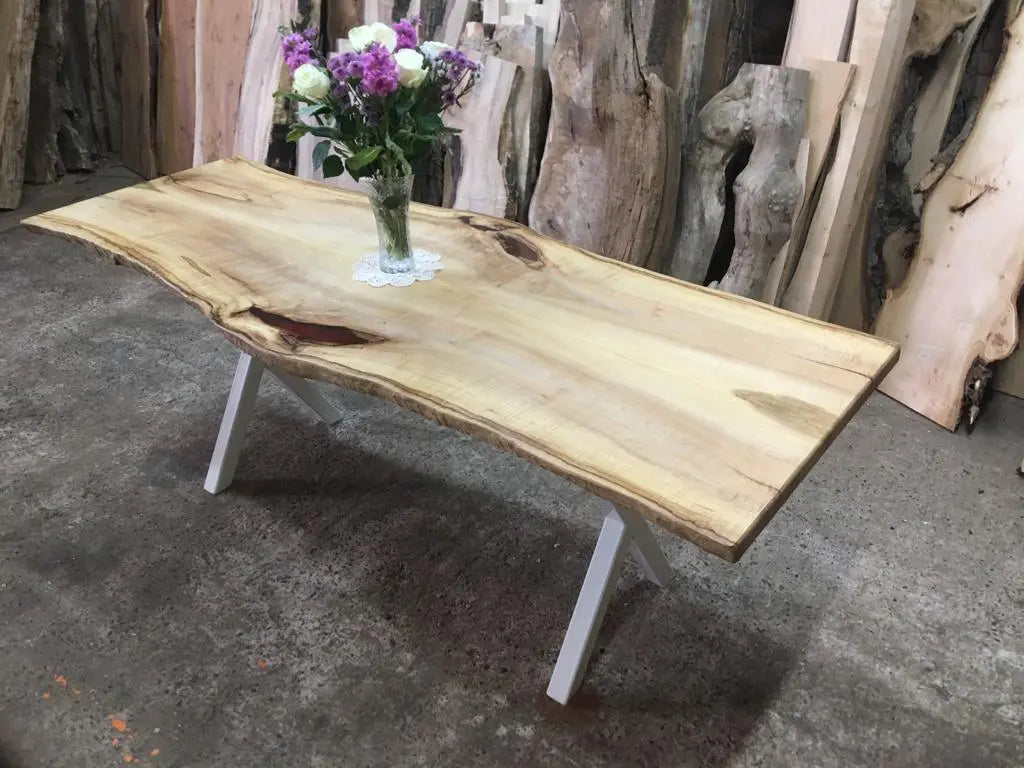Book Matched Rippled Sycamore Table Dining Tables
