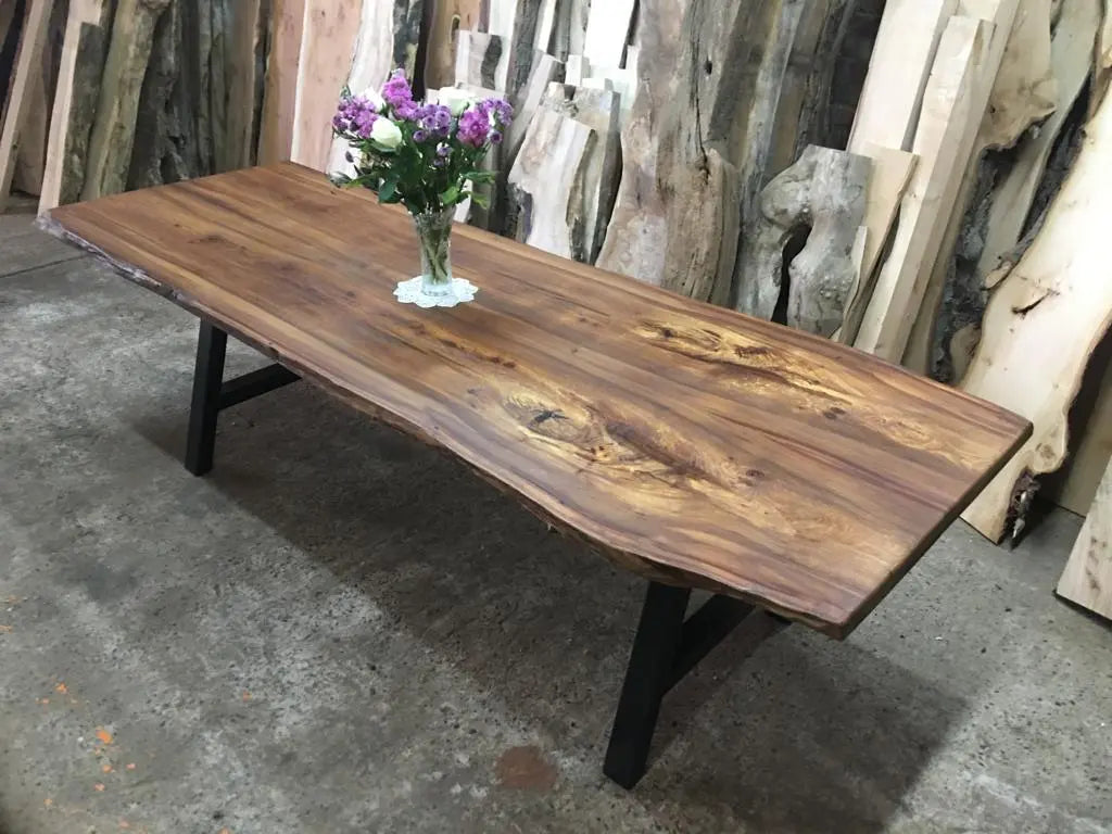Book Matched English Elm Table. Dining Tables