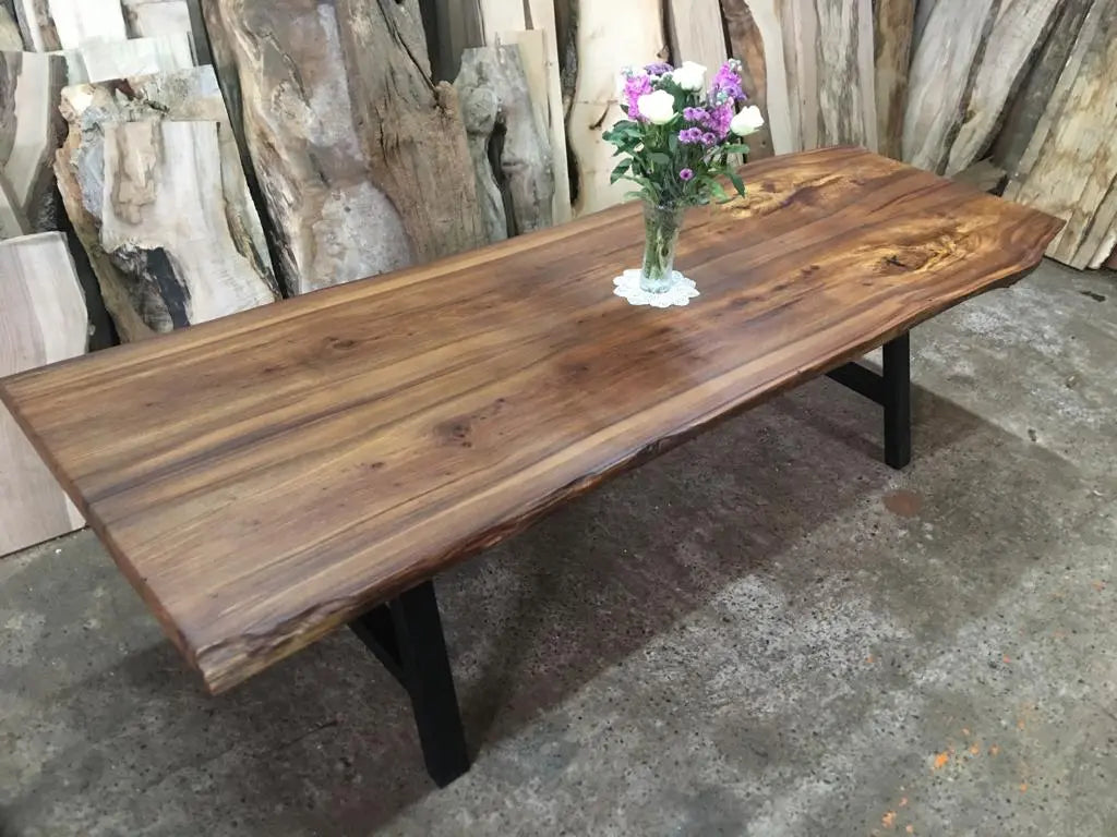 Book Matched English Elm Table. Dining Tables