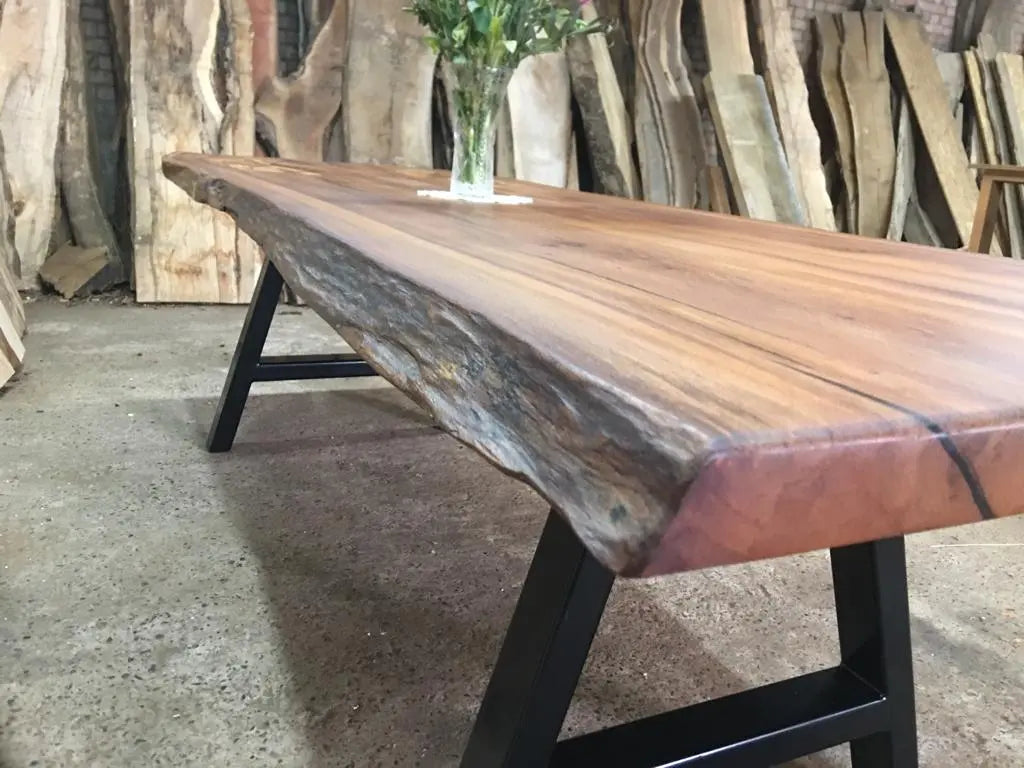 Book Matched English Elm Table. Dining Tables