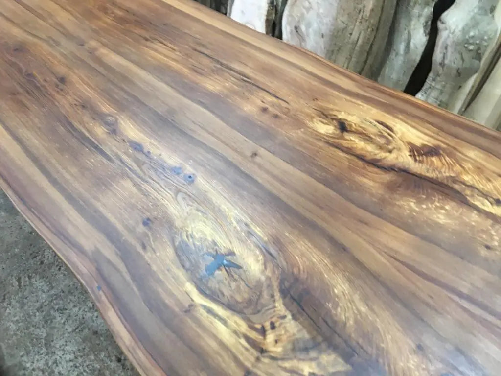 Book Matched English Elm Table. Dining Tables