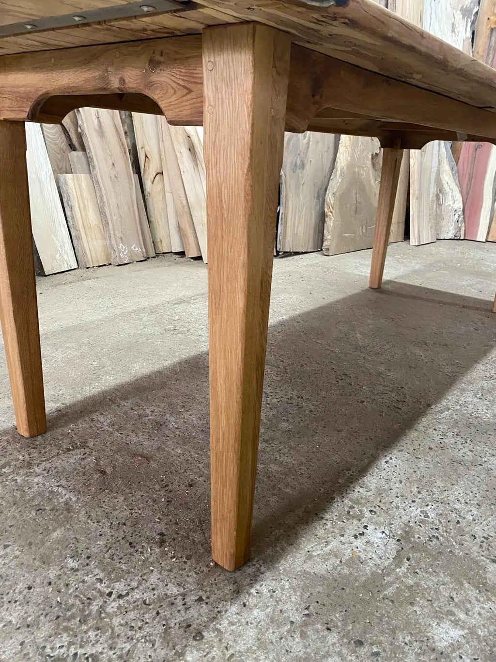 Spalted Beech Dining Table On Tapered Oak Legs 6-8 Seater Dining Tables