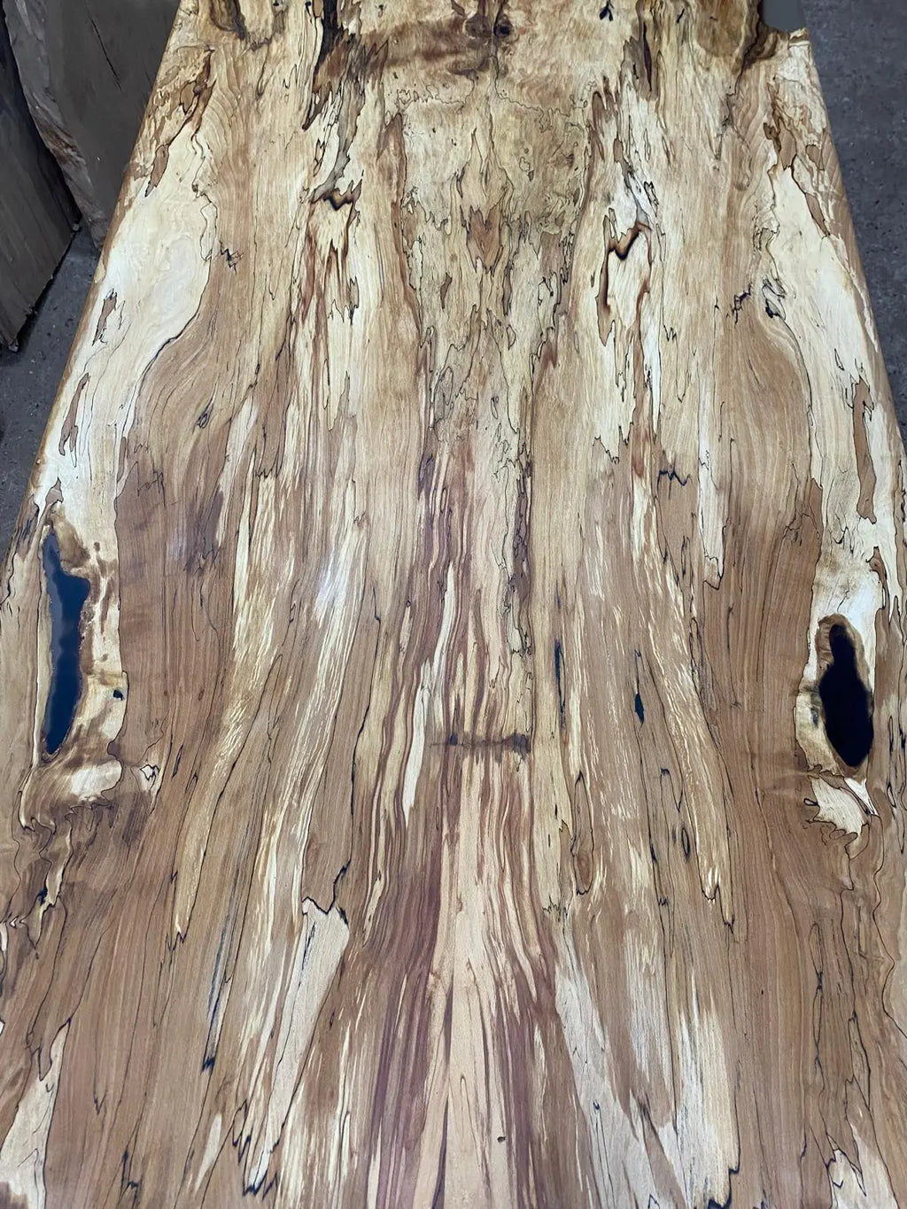 Spalted Beech Dining Table On Tapered Oak Legs 6-8 Seater Dining Tables