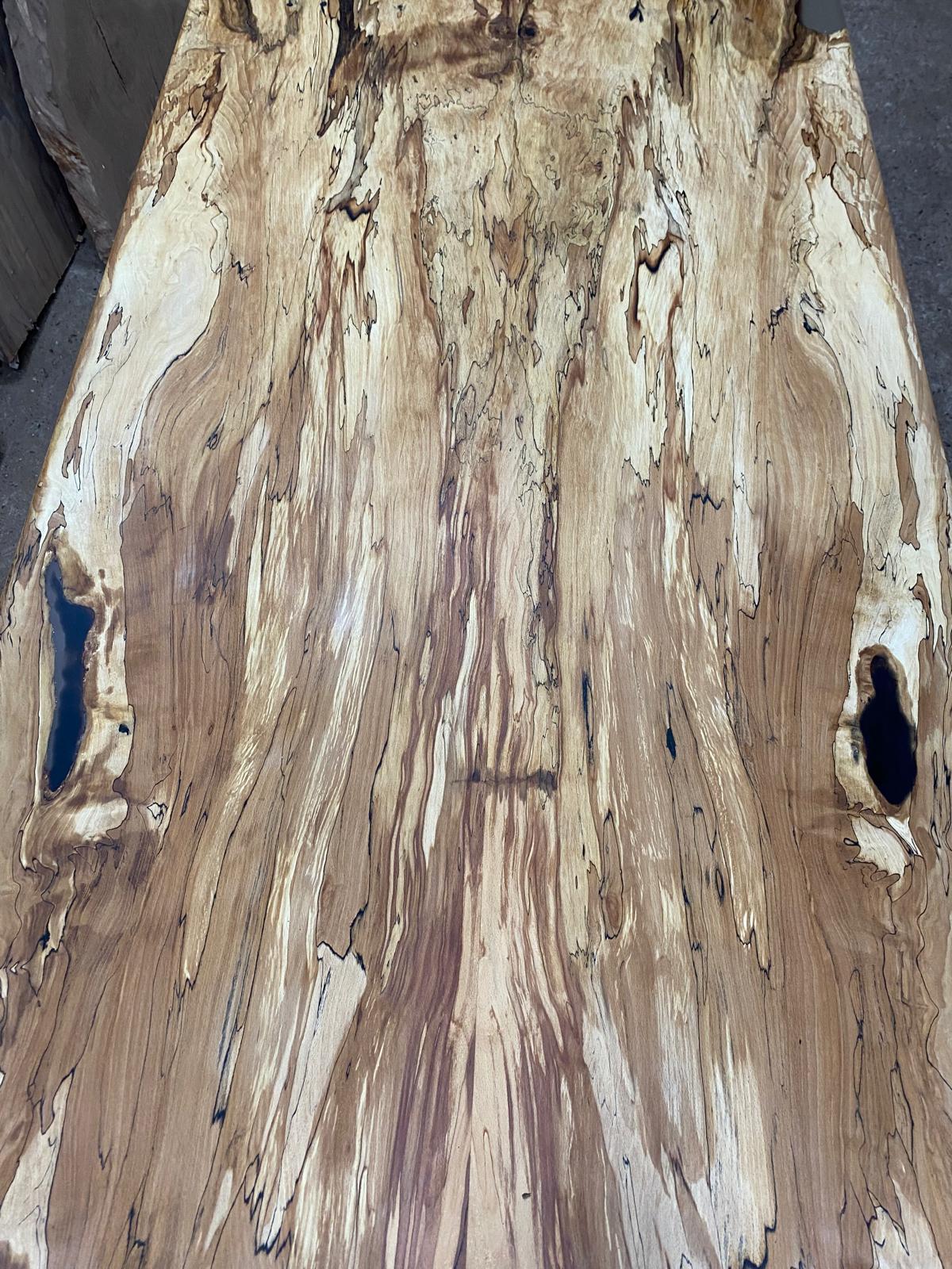 Spalted Beech Dining Table On Tapered Oak Legs 6-8 Seater