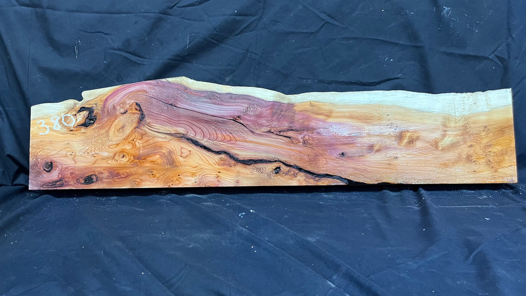 Hardwood yew, mantle piece, slab, board, shelf 1071 L x 244 W x 63 D mm    (380)