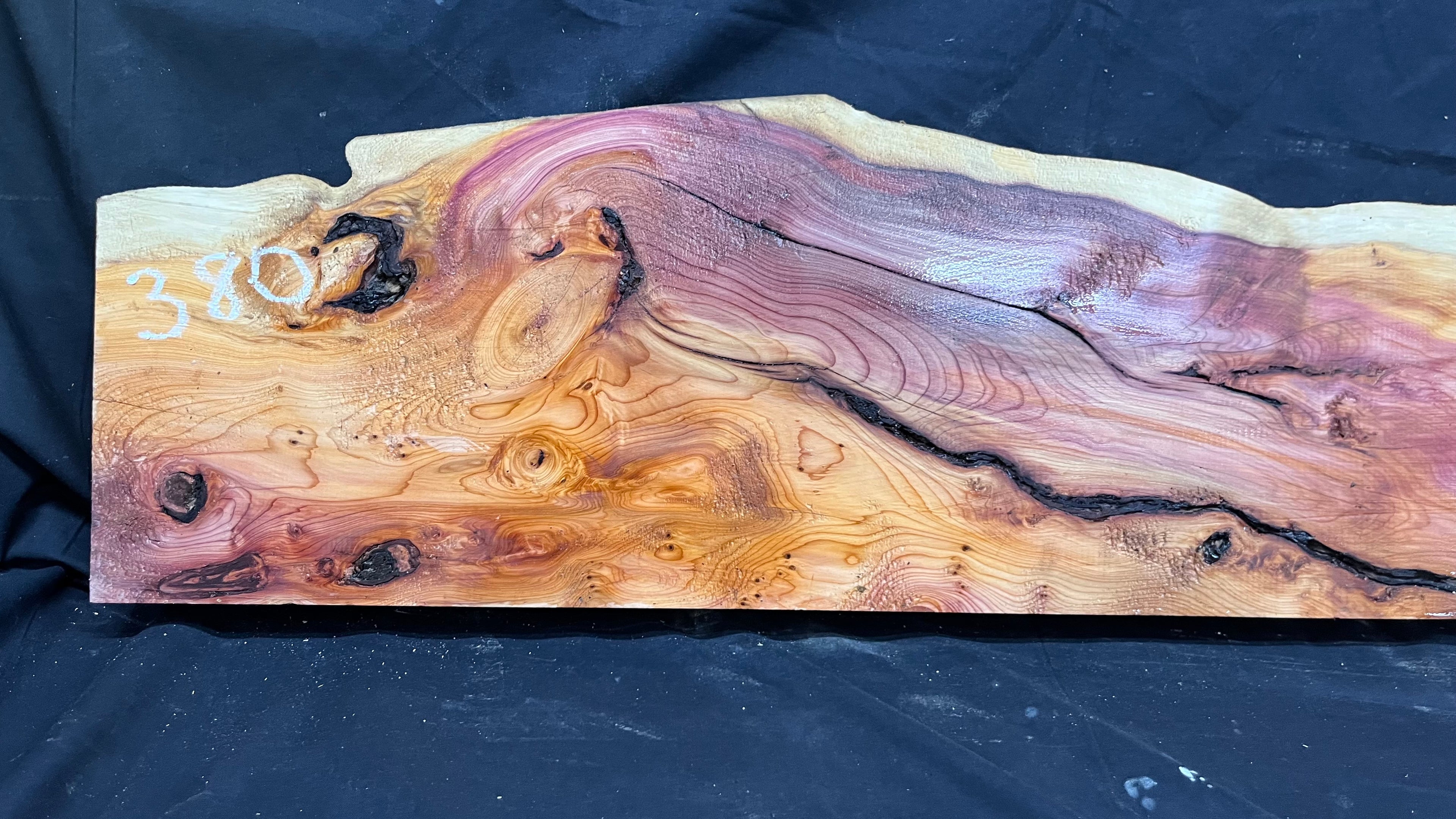 Hardwood yew, mantle piece, slab, board, shelf 1071 L x 244 W x 63 D mm    (380)