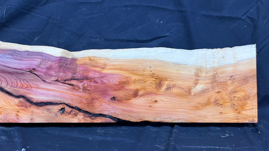 Hardwood yew, mantle piece, slab, board, shelf 1071 L x 244 W x 63 D mm    (380)