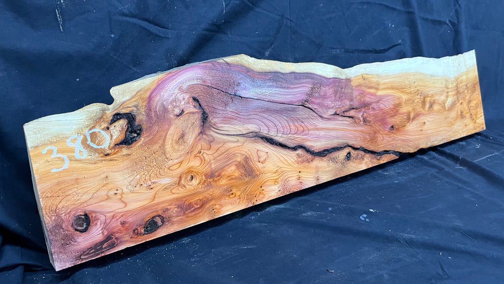 Hardwood yew, mantle piece, slab, board, shelf 1071 L x 244 W x 63 D mm    (380)