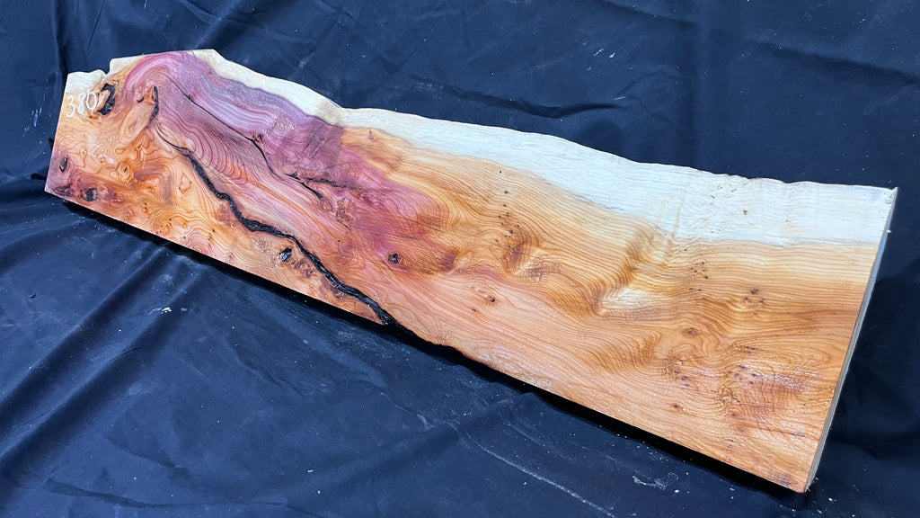 Hardwood yew, mantle piece, slab, board, shelf 1071 L x 244 W x 63 D mm    (380)