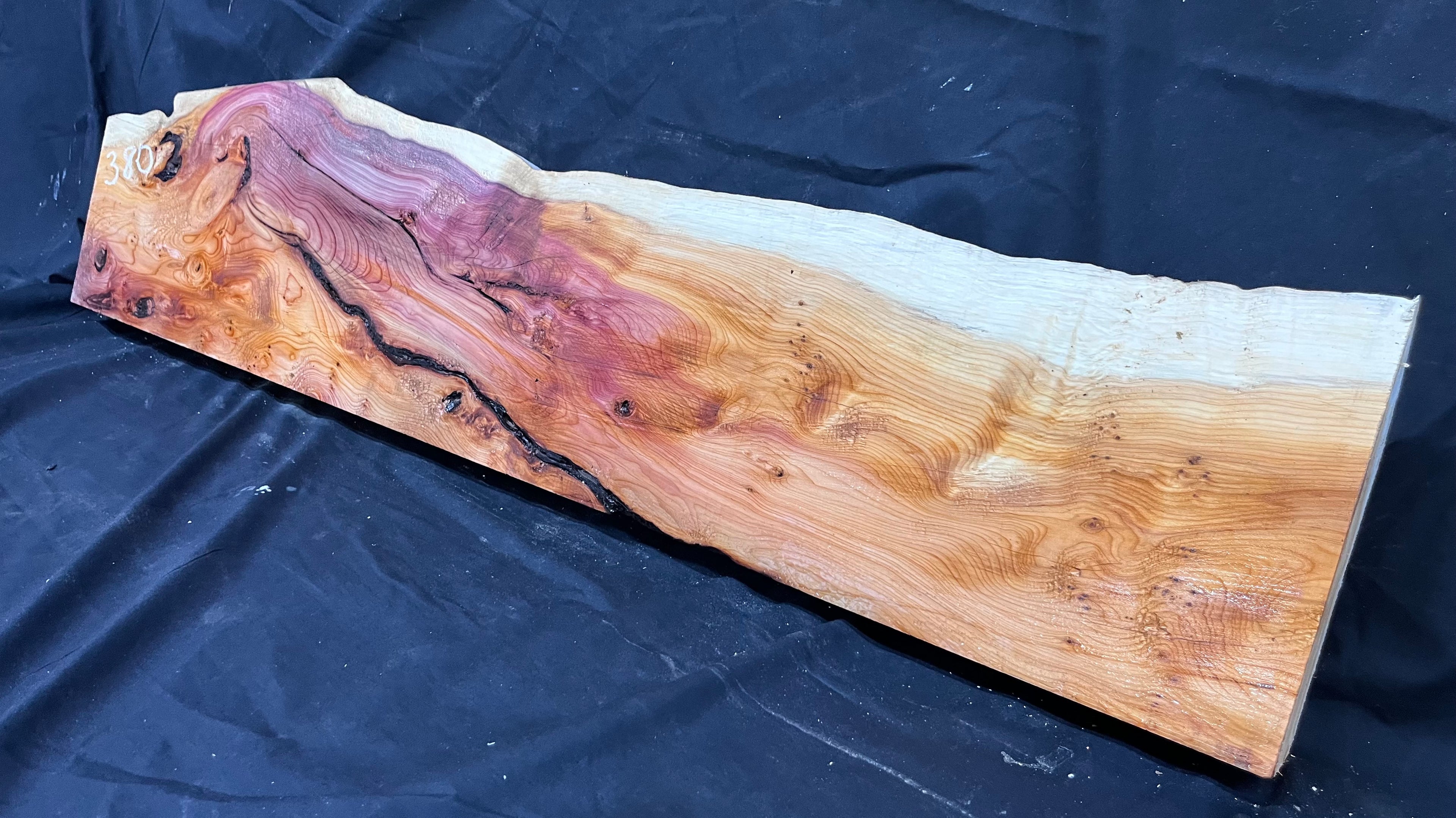 Hardwood yew, mantle piece, slab, board, shelf 1071 L x 244 W x 63 D mm    (380)