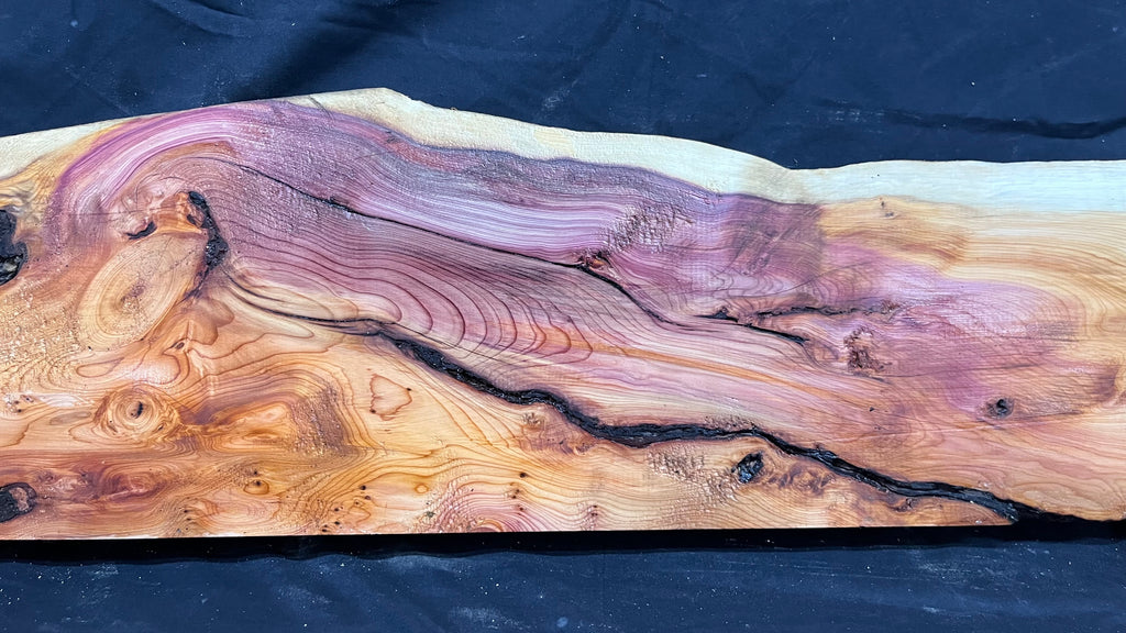 Hardwood yew, mantle piece, slab, board, shelf 1071 L x 244 W x 63 D mm    (380)