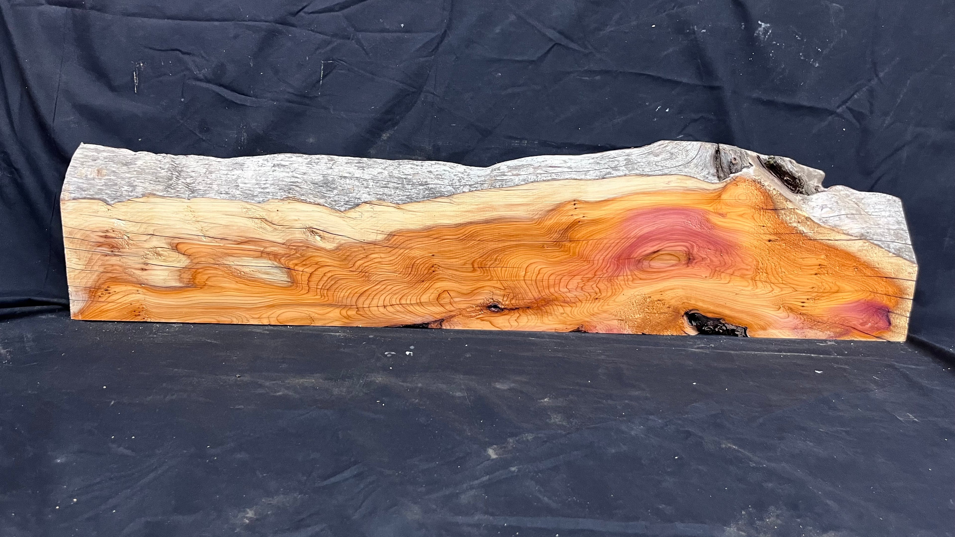Hardwood yew, mantle piece, slab, board, shelf 1071 L x 244 W x 63 D mm    (380)