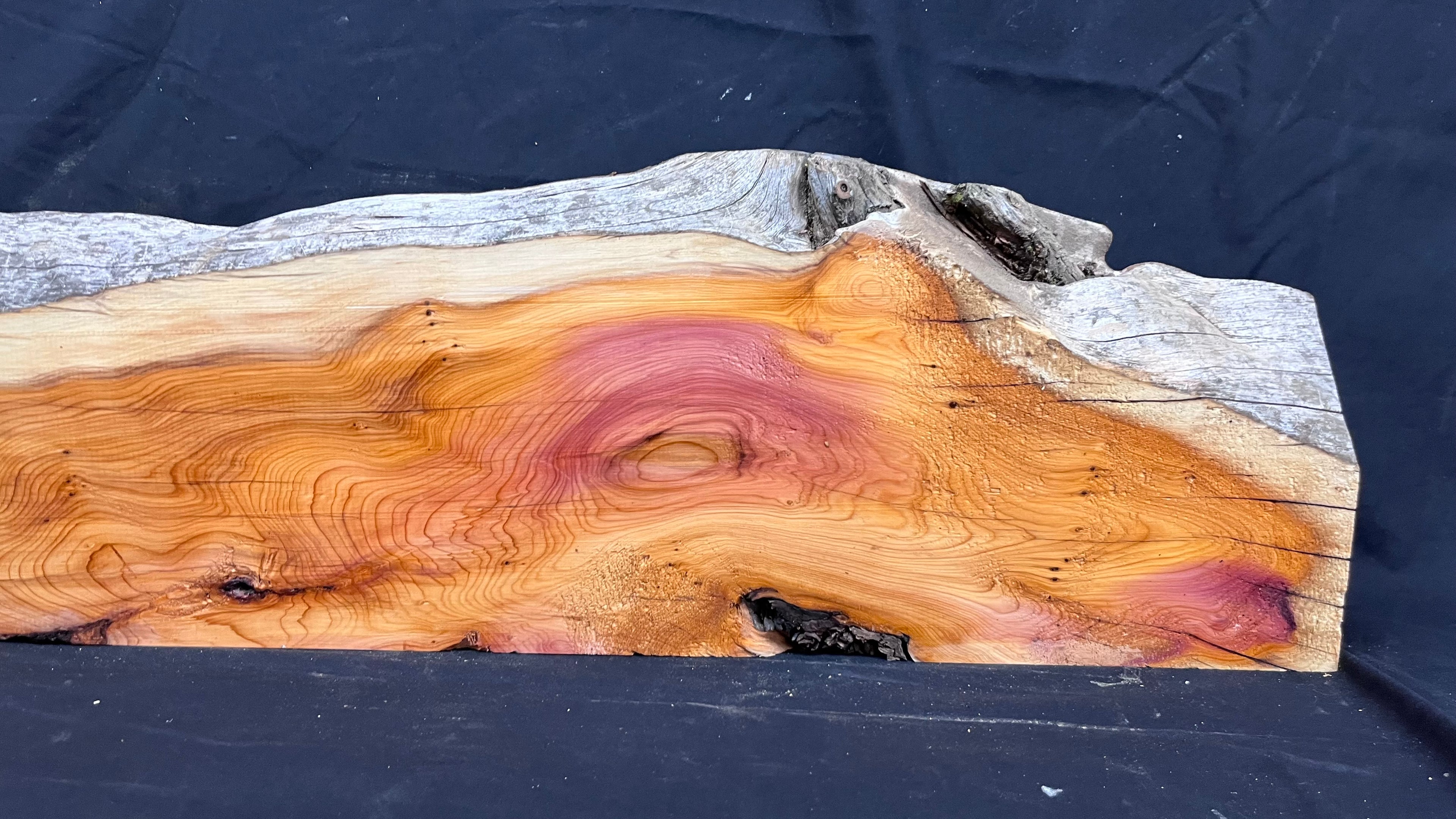 Hardwood yew, mantle piece, slab, board, shelf 1071 L x 244 W x 63 D mm    (380)