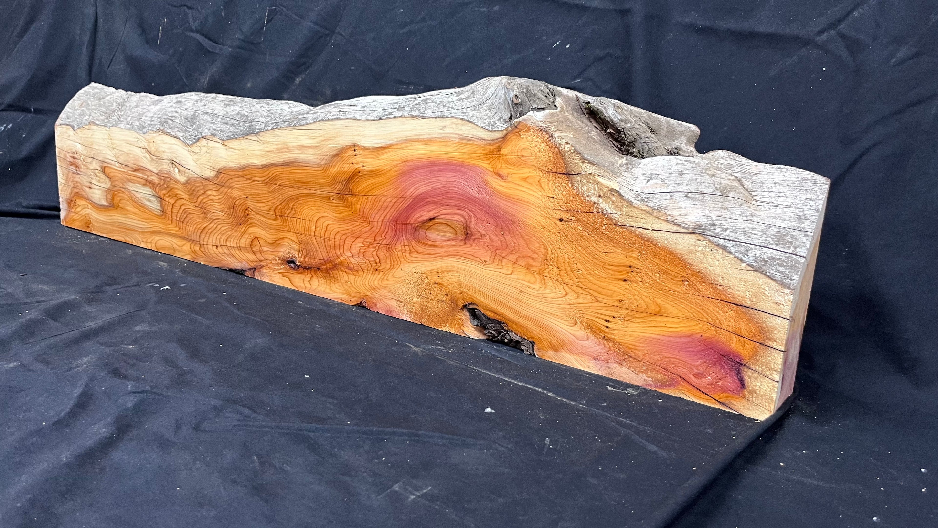 Hardwood yew, mantle piece, slab, board, shelf 1071 L x 244 W x 63 D mm    (380)