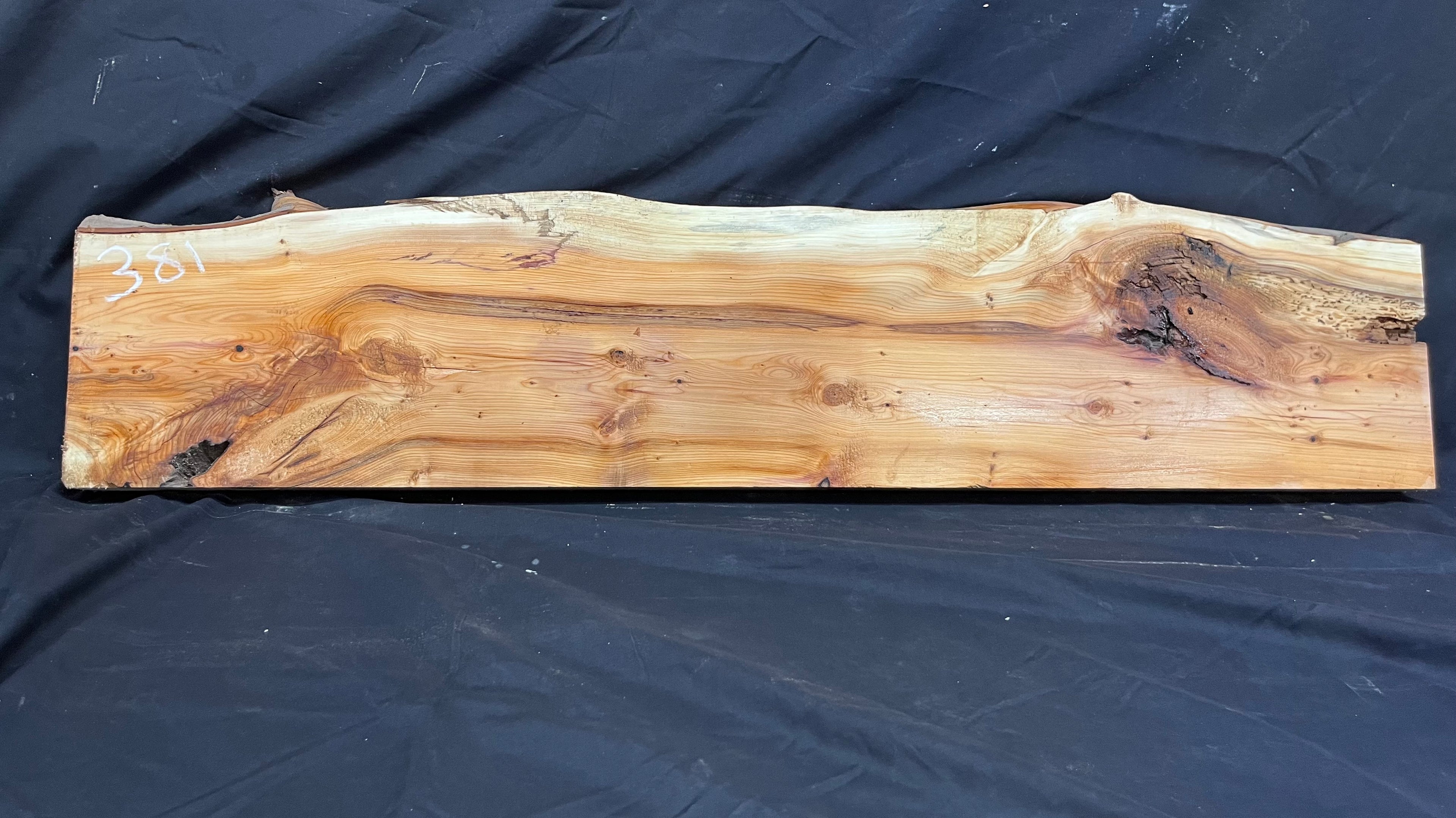 Hardwood yew, mantle piece, slab, board, shelf 1076 L x 242 W x 45 D mm    (381)