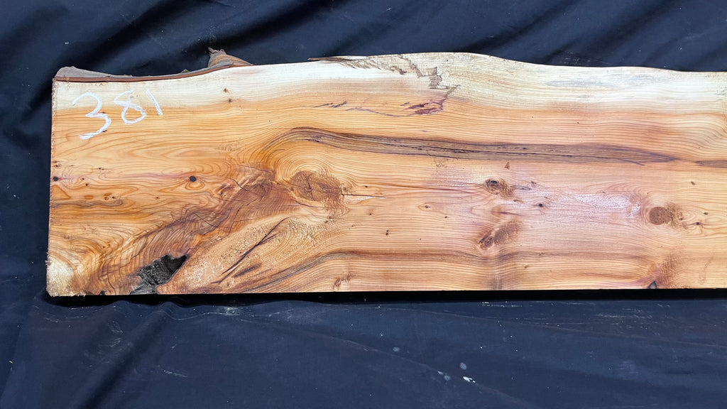 Hardwood yew, mantle piece, slab, board, shelf 1076 L x 242 W x 45 D mm    (381)